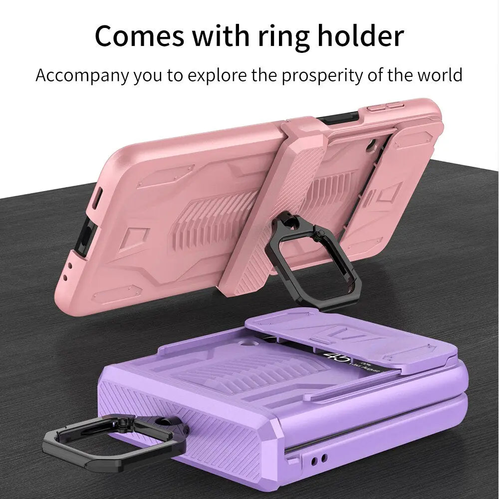 Pinnacle 360 Armor Magnetic Hinge Ring Case For Samsung Galaxy Z Flip 3& 4 - Pinnacle Luxuries