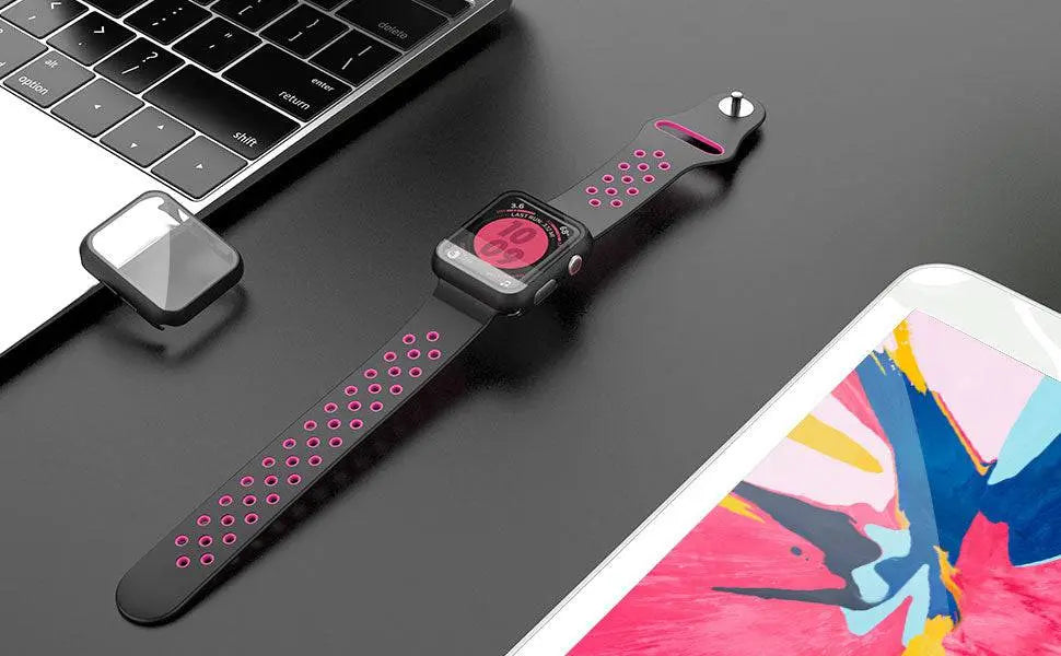 Spartan Stainless Steel Apple Watch Series 5 Case Fortified Tempered Glass Screen Protector - Pinnacle Luxuries