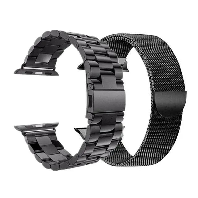 Stainless Steel Mesh And Steel Link Bands 2 Pack For Apple Watch SE Series 6 / Series 7 - Pinnacle Luxuries