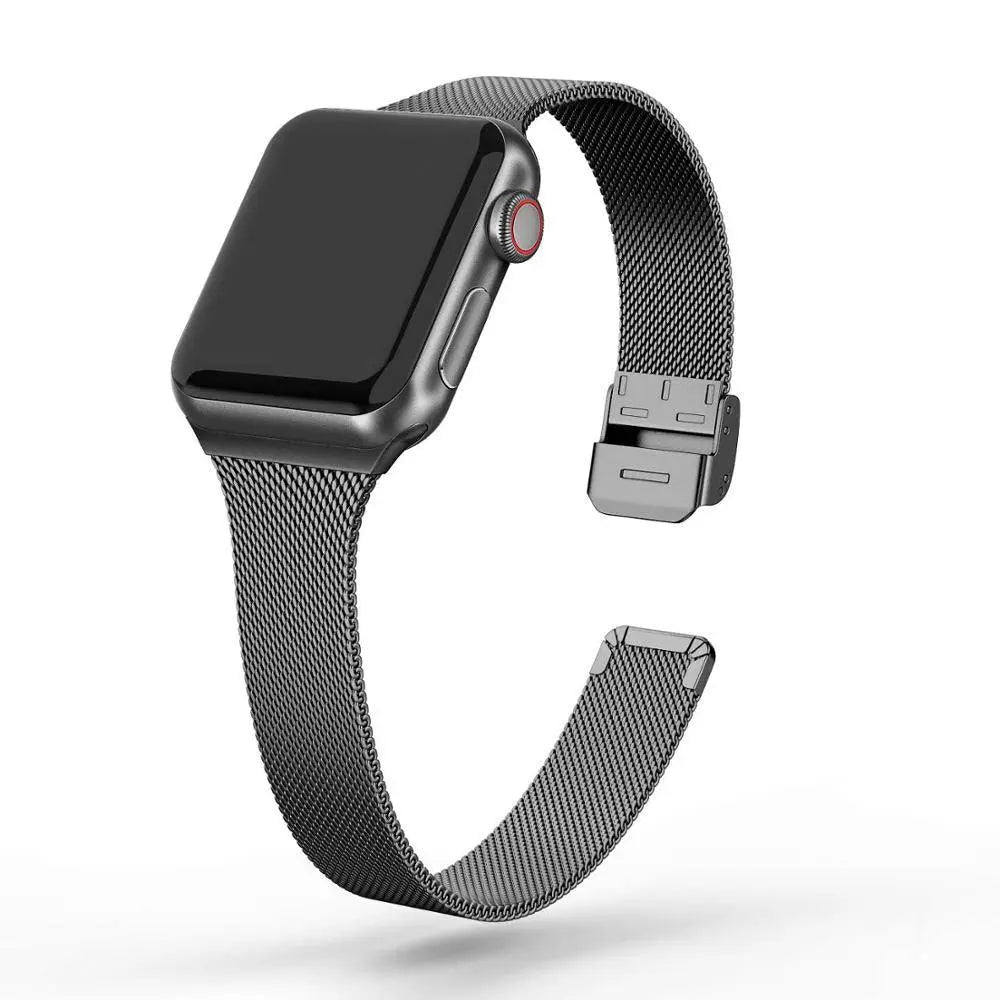 Premium Thin Stainless Steel Mesh Band For Apple Watch