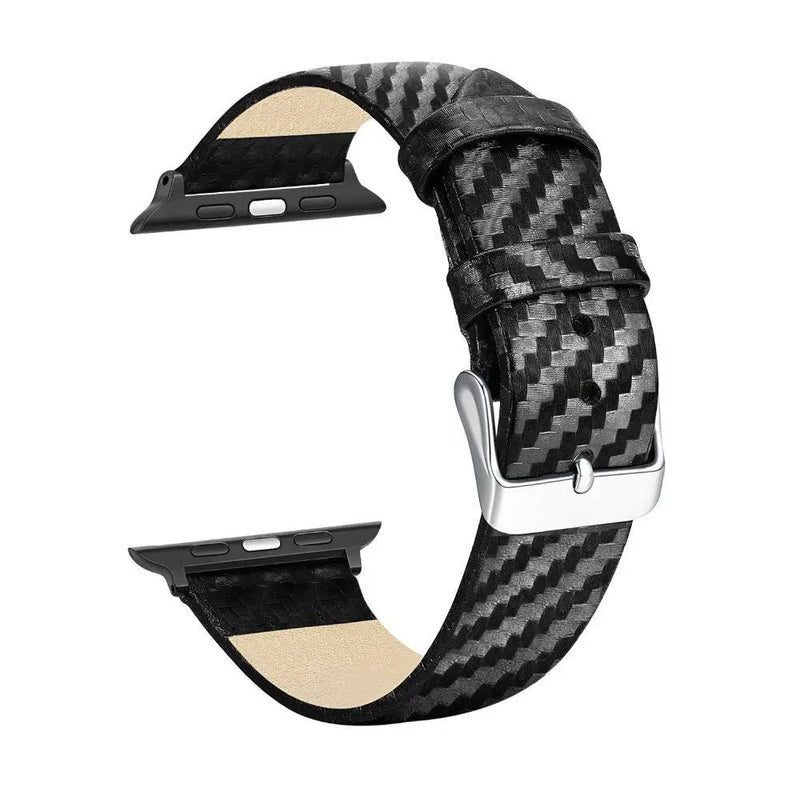 Apple Watch Custom Genuine Carbon Fiber Case Leather Watch Band - Avontic