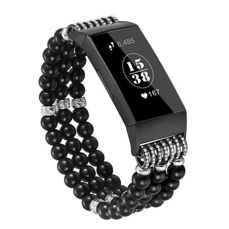 Fitbit Charge 3 & 4 Pristine Pearl Beads Bracelet Band - Avontic