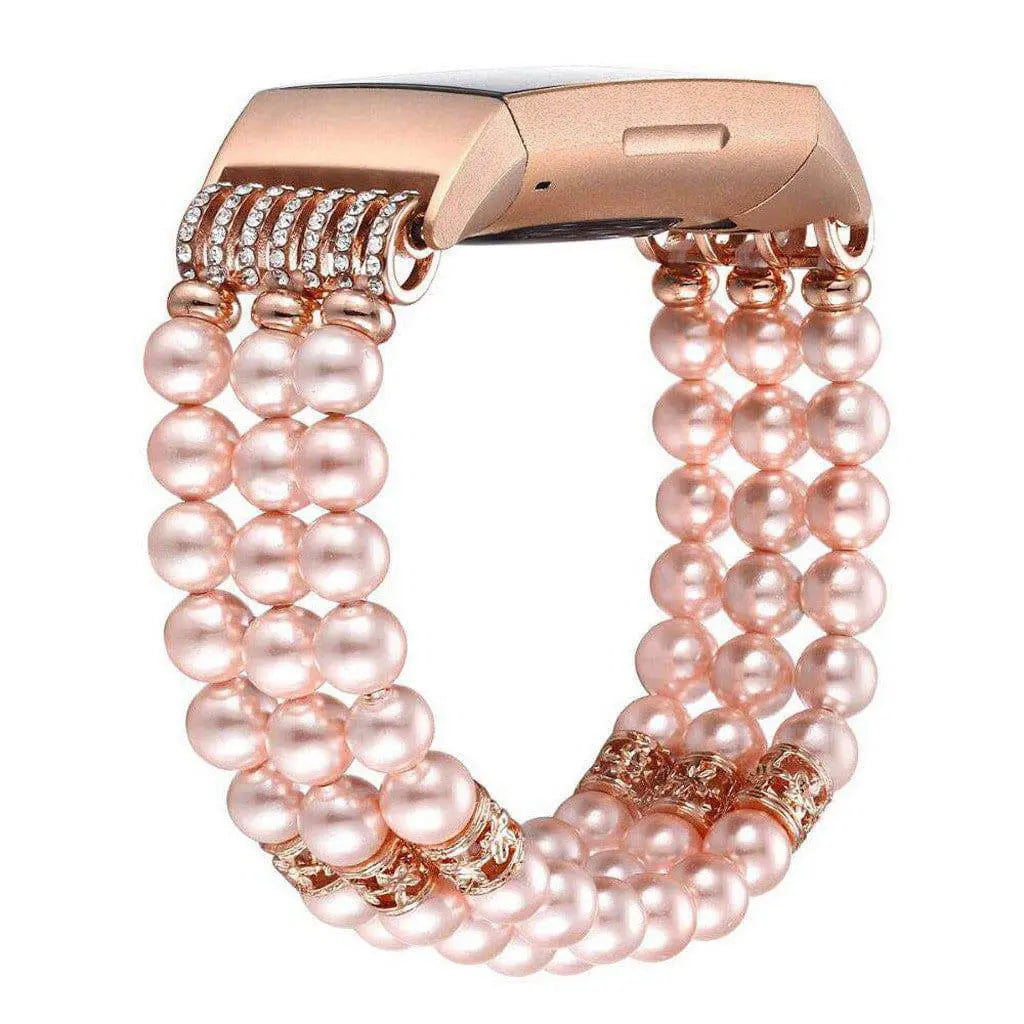 Fitbit Charge 3 & 4 Pristine Pearl Beads Bracelet Band - Pinnacle Luxuries