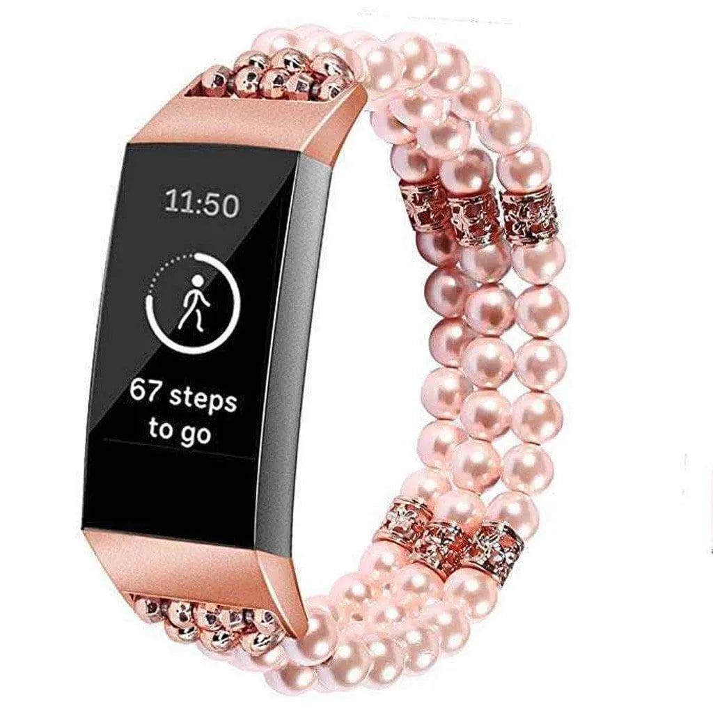 Fitbit Charge 3 & 4 Pristine Pearl Beads Bracelet Band - Avontic