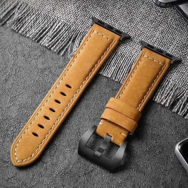 Custom Hand Stitched Genuine Leather Apple Watch Band - Pinnacle Luxuries