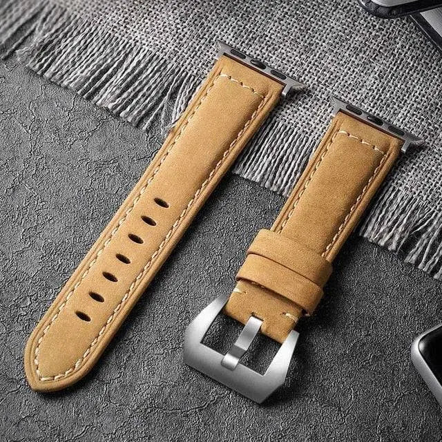 Custom Hand Stitched Genuine Leather Apple Watch Band - Pinnacle Luxuries