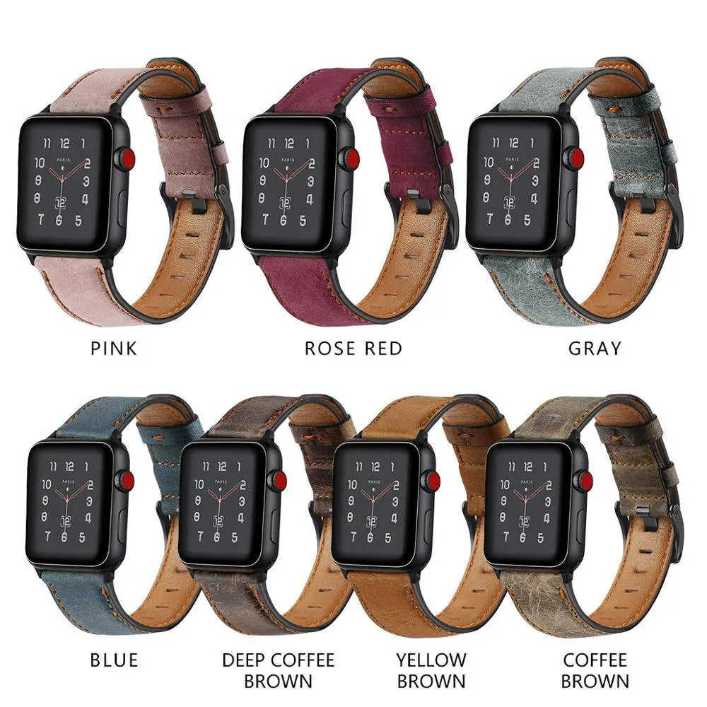 American Spartan Genuine Leather Apple Watch Band And Steel Case - Avontic