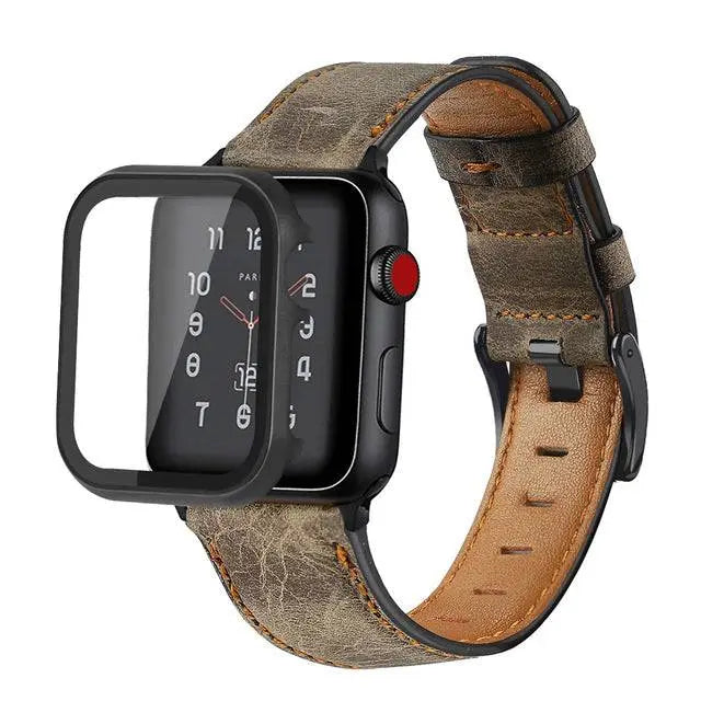 American Spartan Genuine Leather Apple Watch Band And Steel Case - Avontic