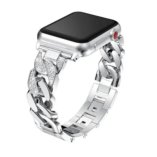 Custom Steel Diamond Link Band For Apple Watch Series 1/2/3/4/5/6 - Pinnacle Luxuries