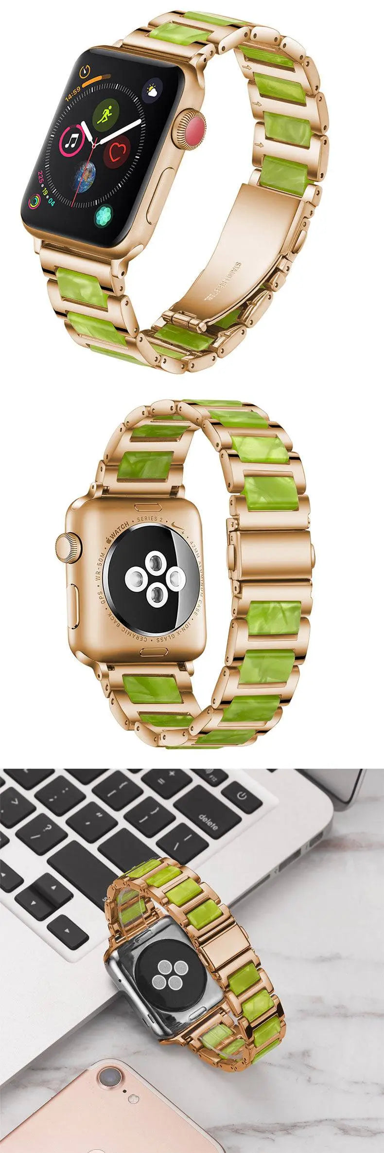 Custom Luxury Stainless Steel Resin Apple Watch Band - Pinnacle Luxuries