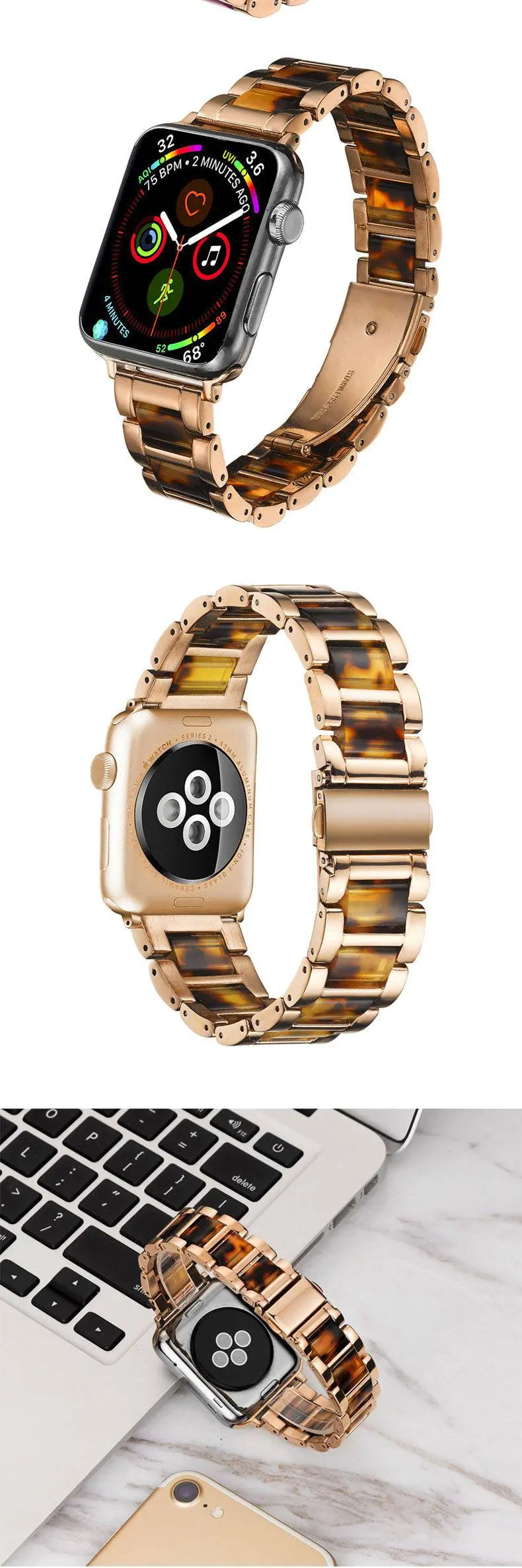 Custom Luxury Stainless Steel Resin Apple Watch Band - Pinnacle Luxuries