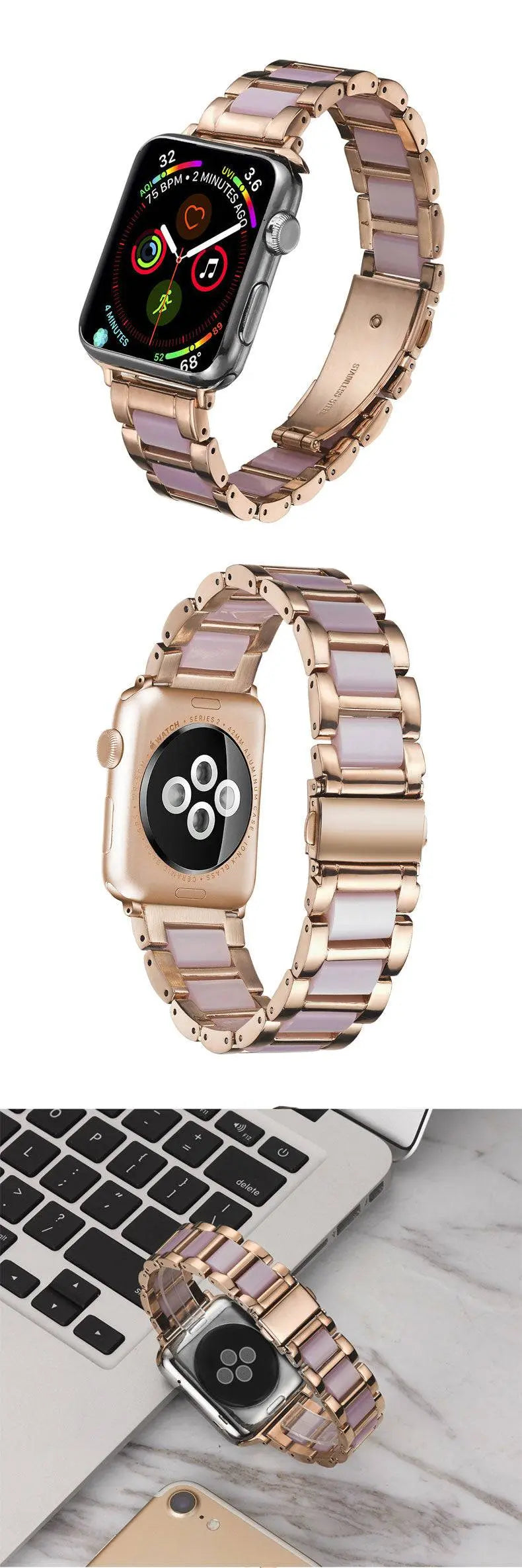 Custom Luxury Stainless Steel Resin Apple Watch Band - Pinnacle Luxuries