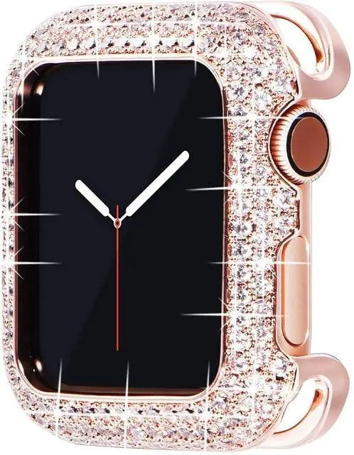 Pristine 18 Karat Rose Gold Plated Diamond Apple Watch Case - Avontic