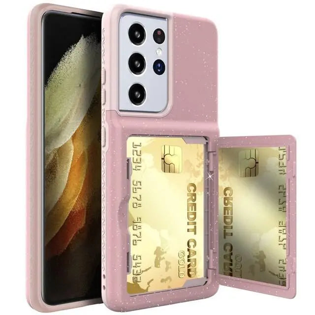 Pristine Bling Credit Card Mirror Case For Samsung Galaxy S21 / S21 Plus / S21 Ultra - Pinnacle Luxuries