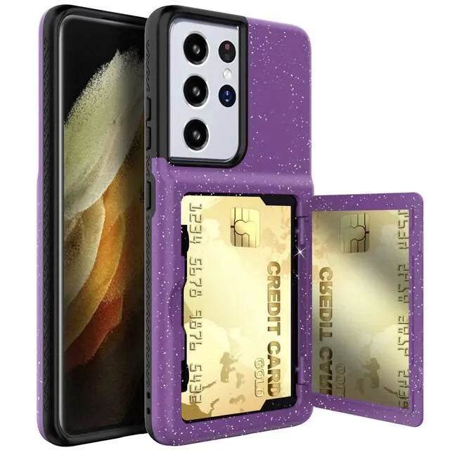 Pristine Bling Credit Card Mirror Case For Samsung Galaxy S21 / S21 Plus / S21 Ultra - Pinnacle Luxuries