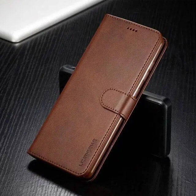 Vintage Genuine Leather Luxury Wallet Case For Samsung Galaxy Phones - Avontic