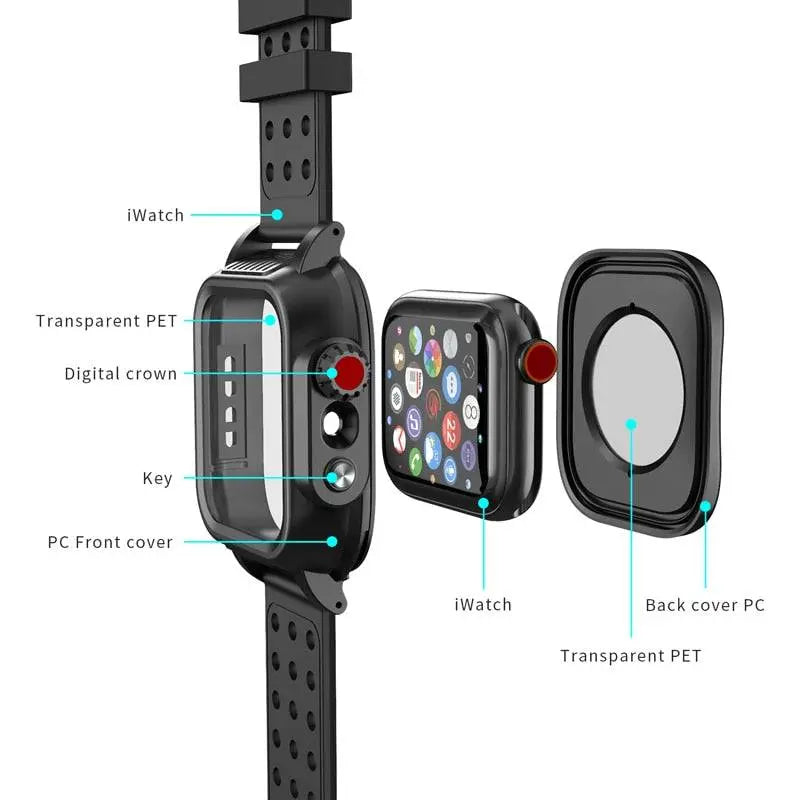Pinnacle Military Grade Waterproof Band Case Combo For Apple Watch Series 6 5 4/SE - Pinnacle Luxuries