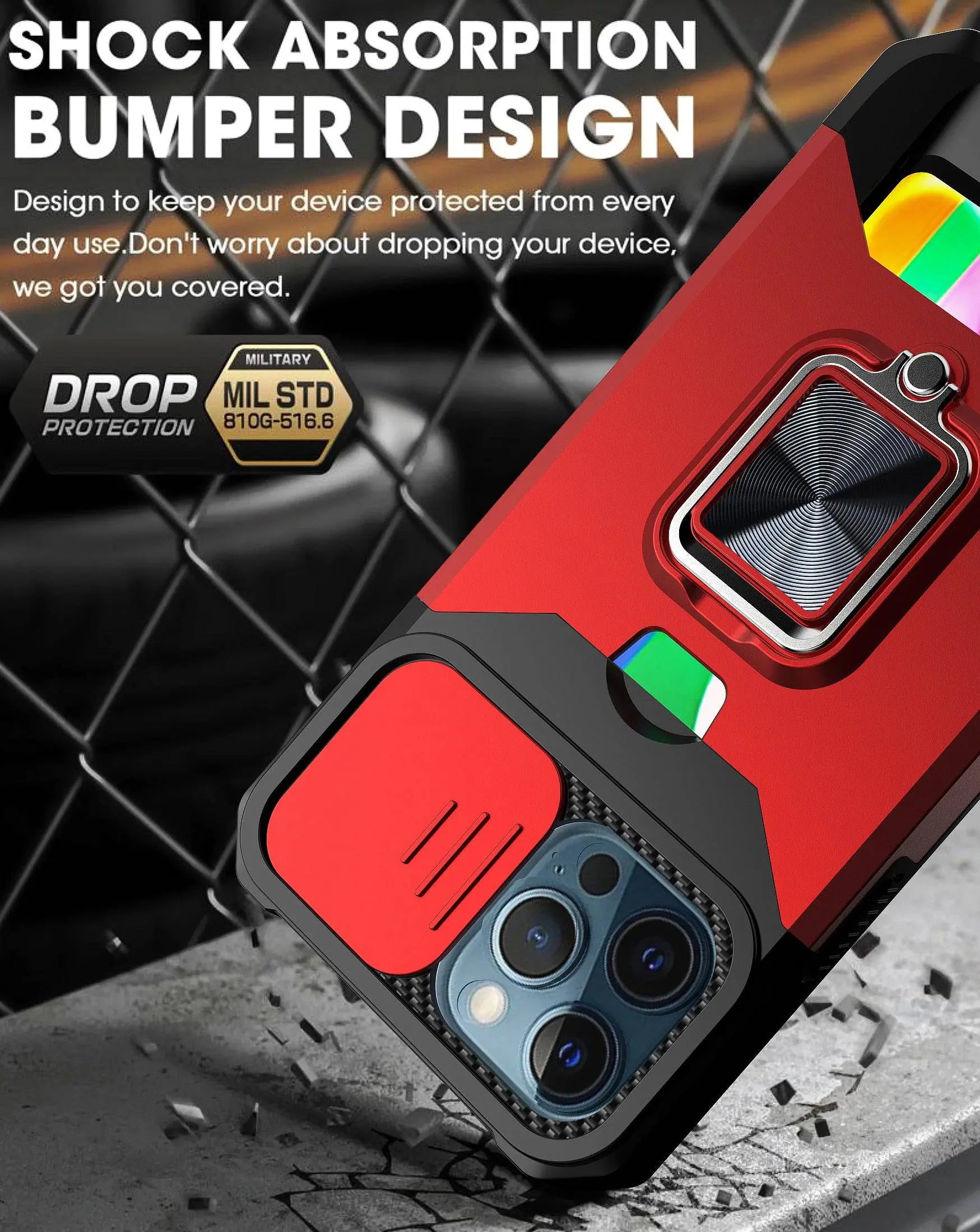 Kickstand Card Holder Camera Protection Case For iPhone 13 / 13 Pro / 13 Pro Max / 13 Mini - Pinnacle Luxuries