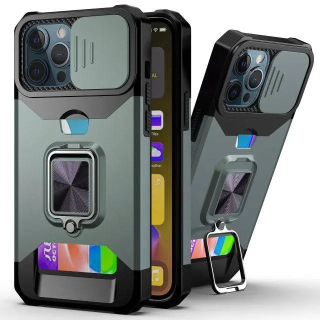 Kickstand Card Holder Camera Protection Case For iPhone 13 / 13 Pro / 13 Pro Max / 13 Mini - Pinnacle Luxuries