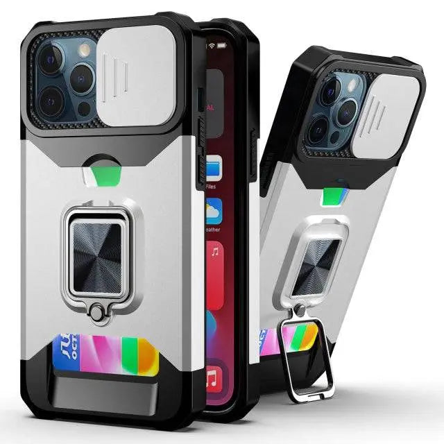 Kickstand Card Holder Camera Protection Case For iPhone 13 / 13 Pro / 13 Pro Max / 13 Mini - Pinnacle Luxuries
