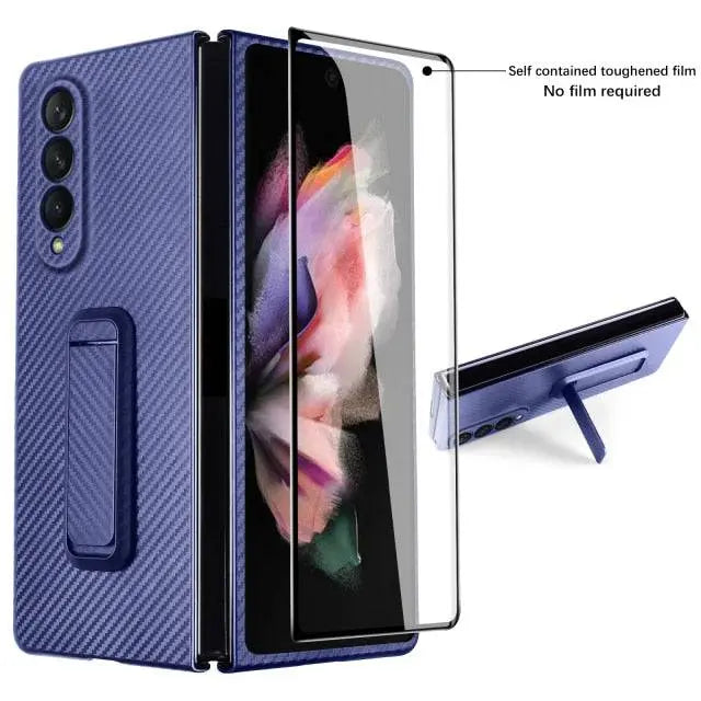 Spartan Armor Carbon Fiber Case For Samsung Galaxy Z Fold 3 Tempered Glass Screen Protector - Avontic