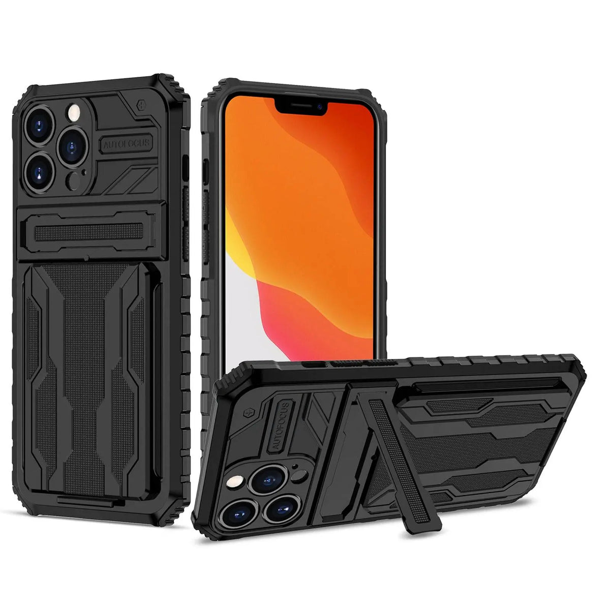 Spartan Military Grade Card Holder Kickstand Case For iPhone 13 12 11 - Avontic