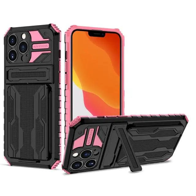 Spartan Military Grade Card Holder Kickstand Case For iPhone 13 12 11 - Avontic