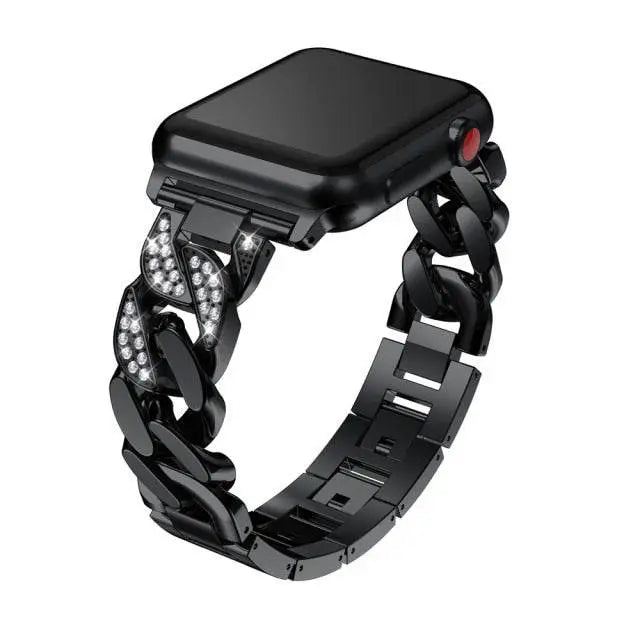 Custom Steel Link Diamond Band For Apple Watch Series 7 - Pinnacle Luxuries