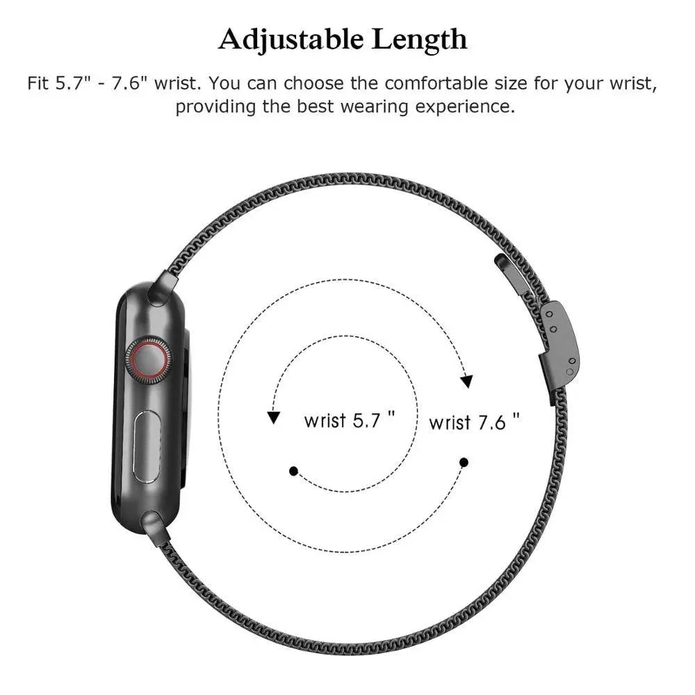 Premium Thin Stainless Steel Mesh Band For Apple Watch Series 7 41mm 45mm - Pinnacle Luxuries