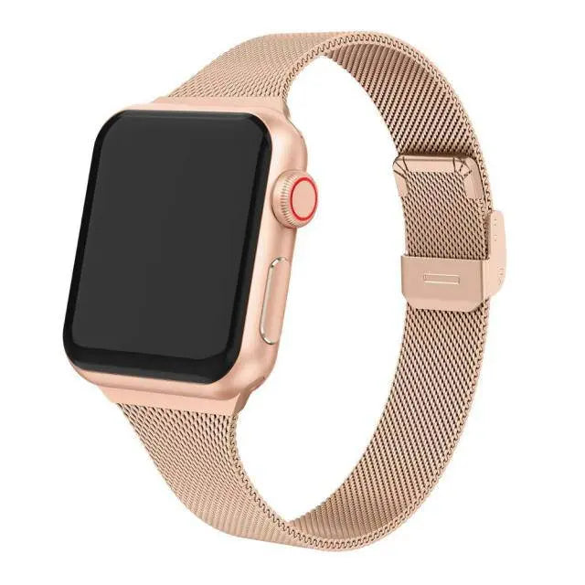 Premium Thin Stainless Steel Mesh Band For Apple Watch Series 7 41mm 45mm - Pinnacle Luxuries