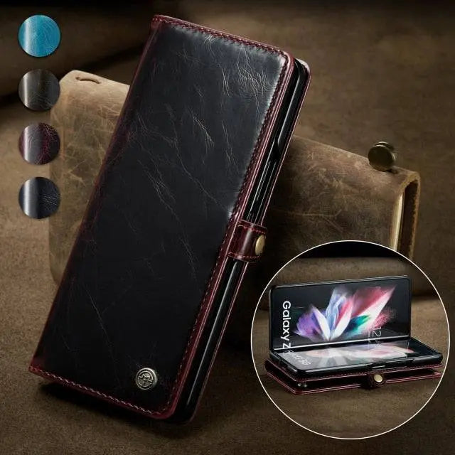 Premium Custom Genuine Leather Case For Samsung Galaxy Z Fold 3 5G - Avontic