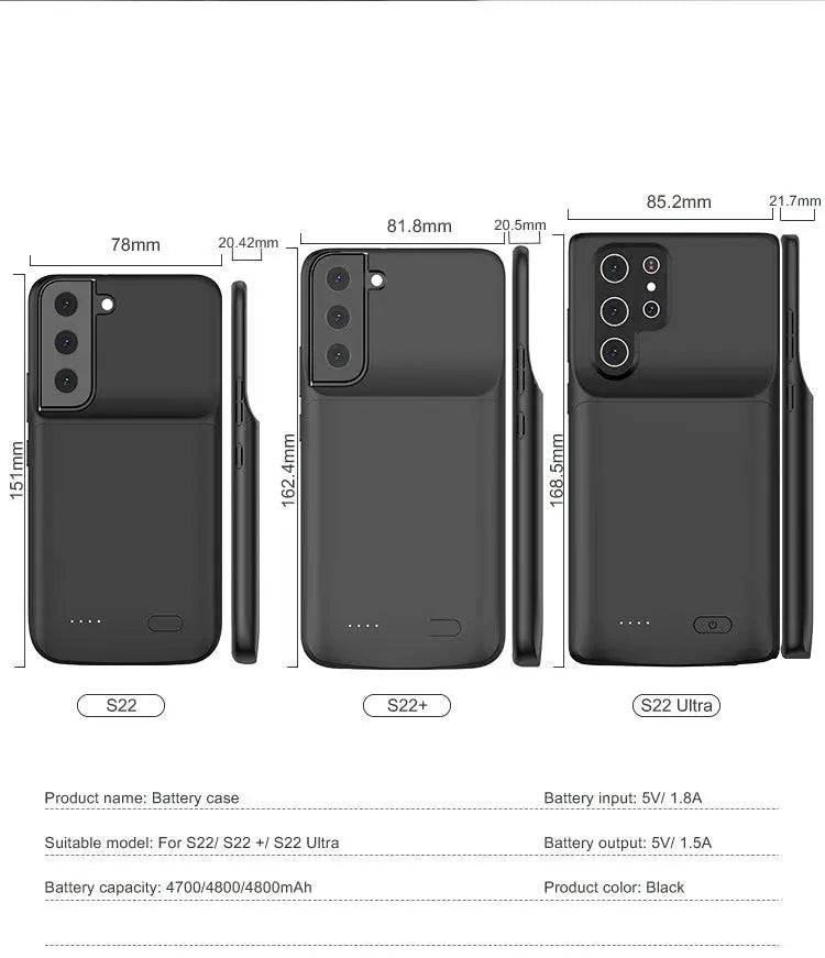 Avontic Power Bank Battery Charger Case For Samsung Galaxy S22 Ultra S22 Plus - Avontic