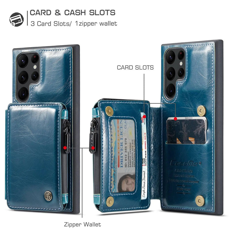 Avontic Premium Leather Wallet Card Case For Samsung Galaxy S22 Ultra - Avontic