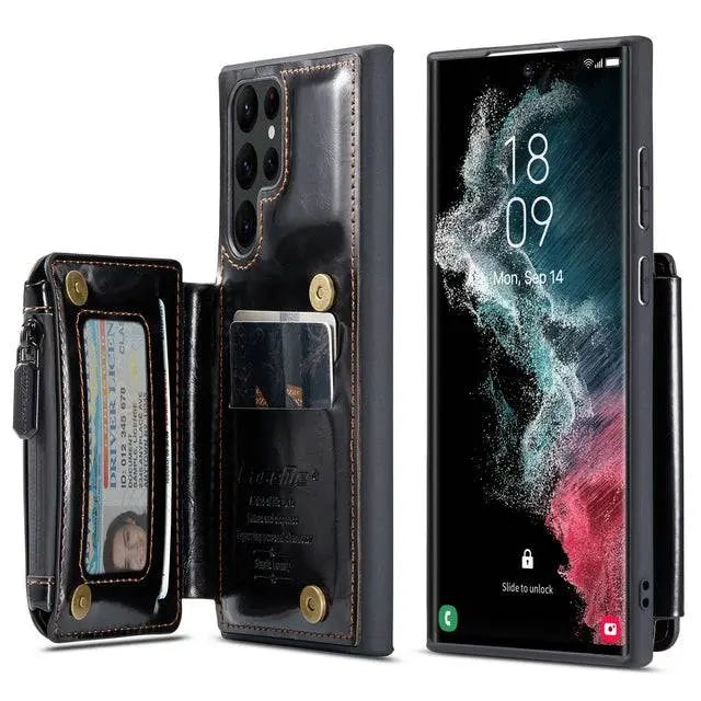 Avontic Premium Leather Wallet Card Case For Samsung Galaxy S22 Ultra - Avontic