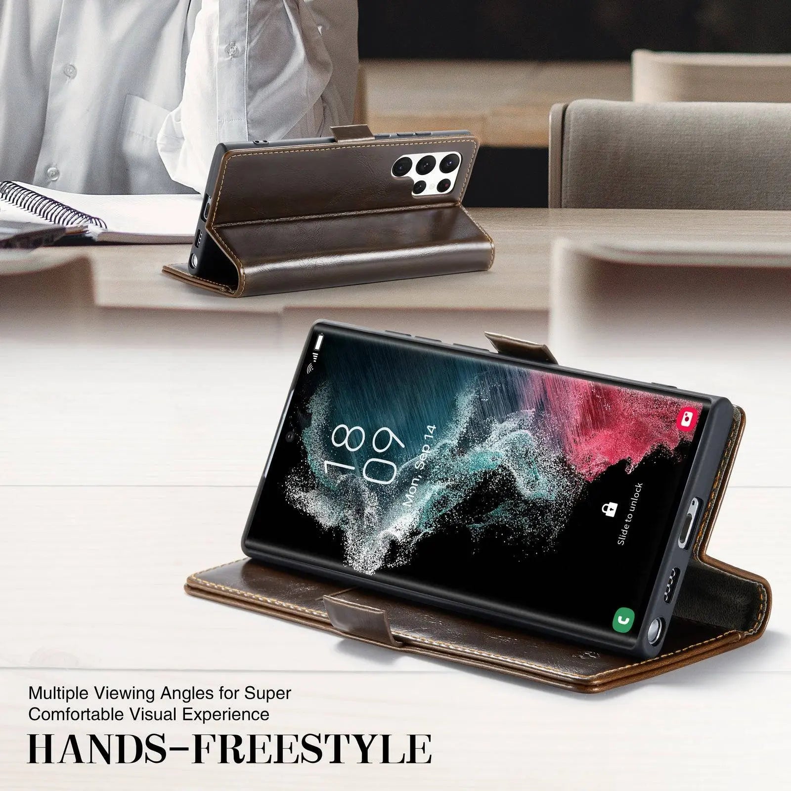 Pinnacle Premium Leather Wallet Case For Samsung Galaxy S22 Ultra - Pinnacle Luxuries