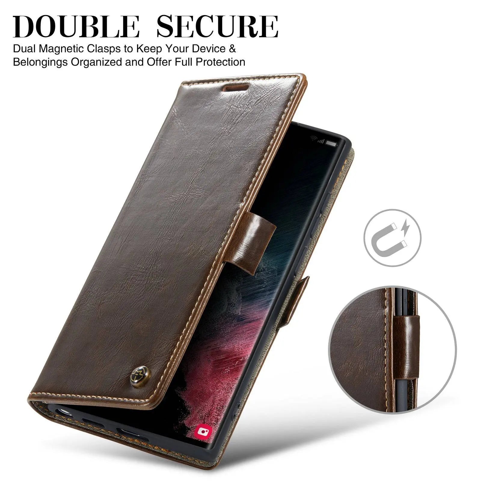 Pinnacle Premium Leather Wallet Case For Samsung Galaxy S22 Ultra - Pinnacle Luxuries