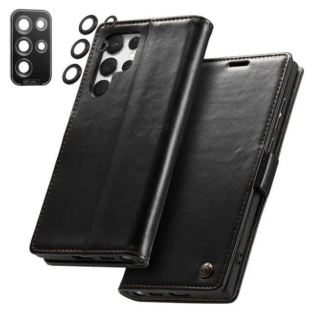 Pinnacle Premium Leather Wallet Case For Samsung Galaxy S22 Ultra - Pinnacle Luxuries