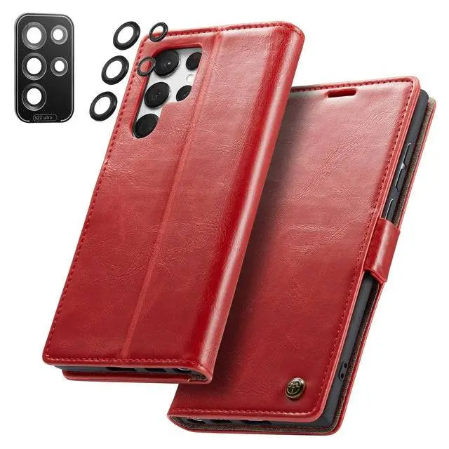 Pinnacle Premium Leather Wallet Case For Samsung Galaxy S22 Ultra - Pinnacle Luxuries