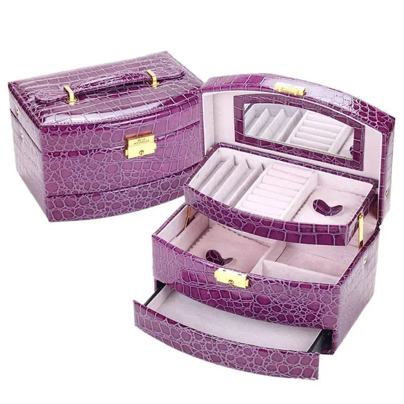 Women's Leather Premiere Jewelry Box - Pinnacle Luxuries