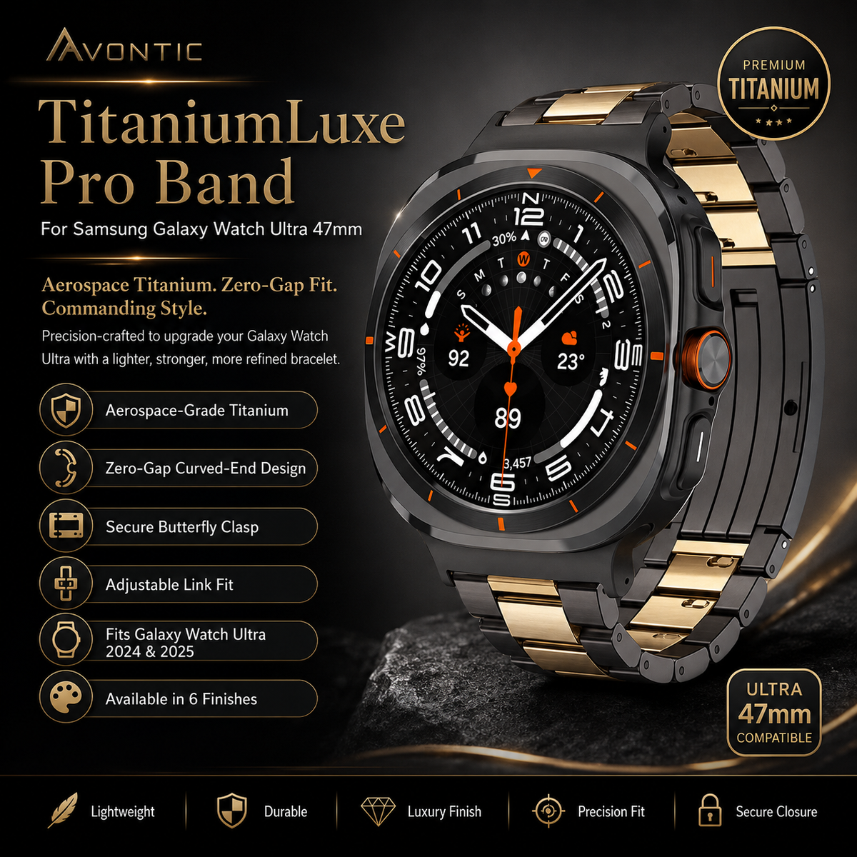 TitaniumLuxe Pro Band for Samsung Galaxy Watch Ultra 2024 & 2025