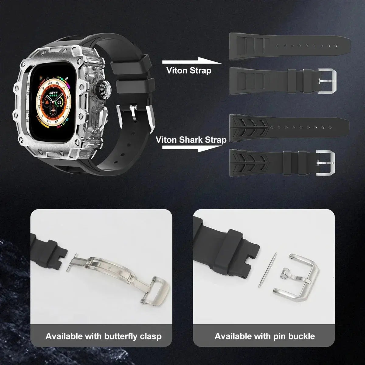 Zinc Allo Case Modification Kit for Apple Watch Ultra 1/2 49mm PC Frame Fluororubber Strap for Iwatch Series 9 Ultra Accessories Avontic