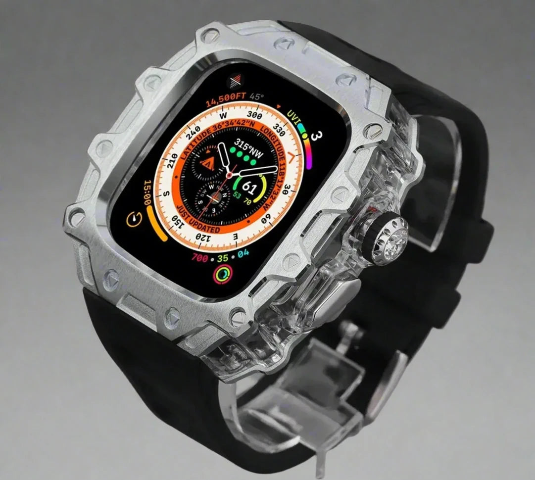 Zinc Allo Case Modification Kit for Apple Watch Ultra 1/2 49mm PC Frame Fluororubber Strap for Iwatch Series 9 Ultra Accessories Pinnacle Luxuries