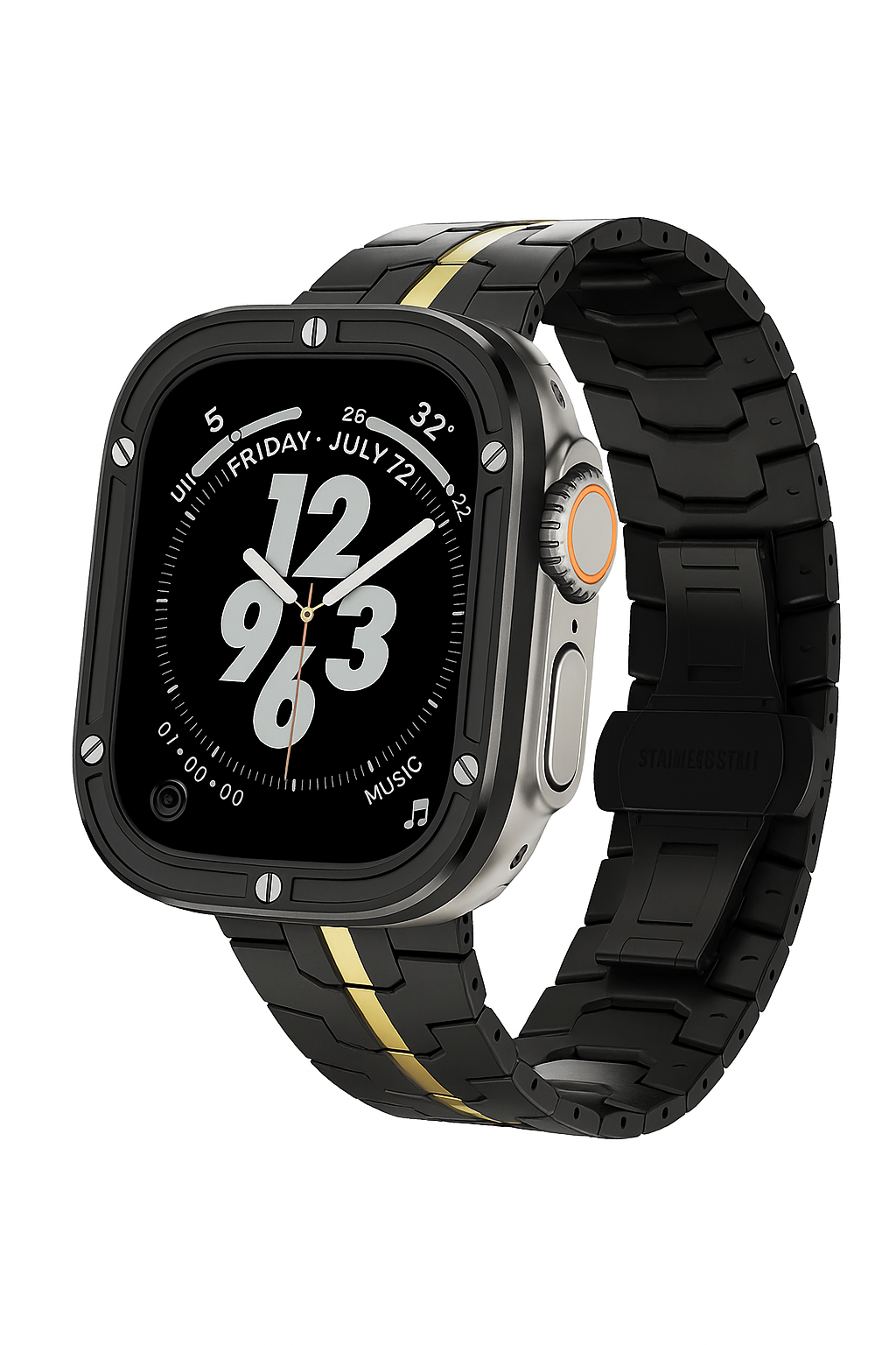 SteelGuard Ultra Precision Band + Armor Ring for Apple Watch Ultra 3 / 2 / 1 – 49 mm