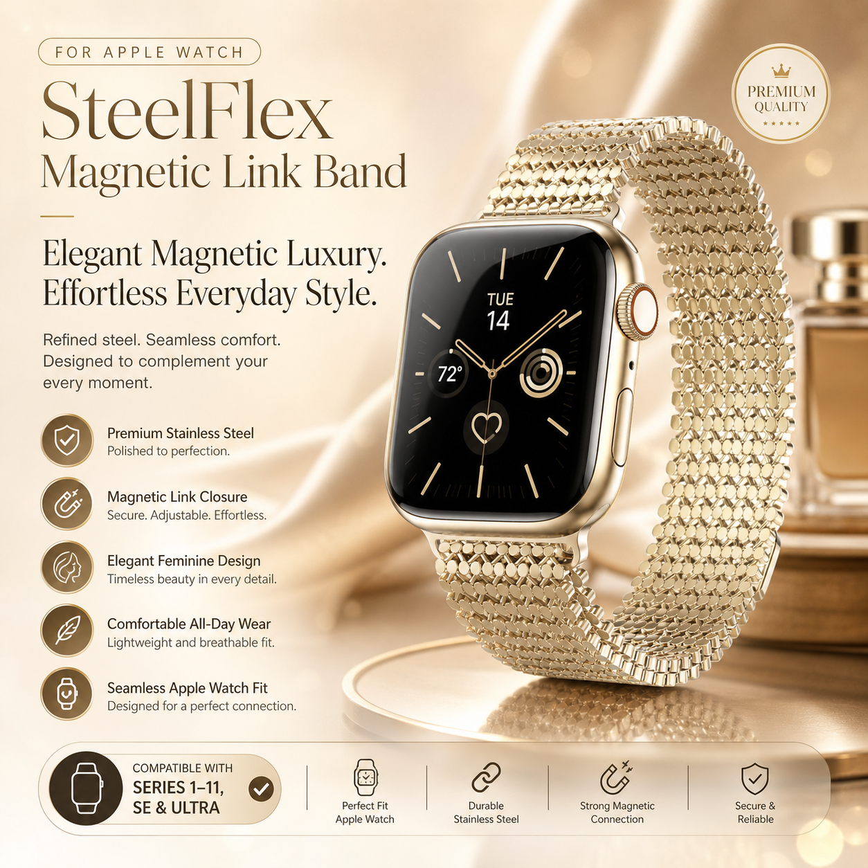 SteelFlex Magnetic Link Band for Apple Watch