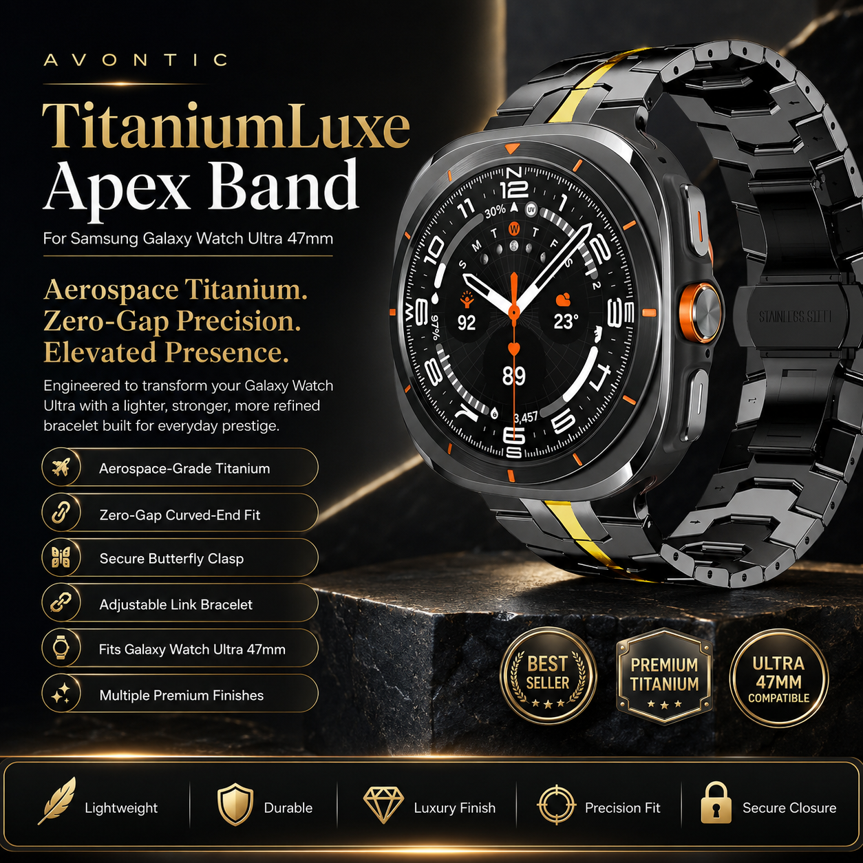 TitaniumLuxe Apex Band For Samsung Galaxy Watch Ultra