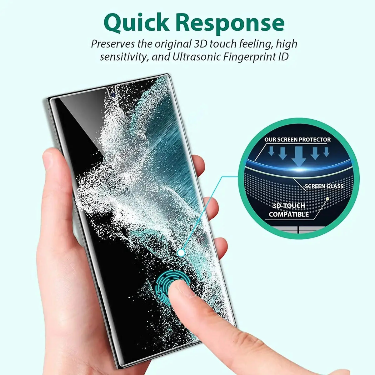 [3 Pack] Screen Protector for Samsung Galaxy S24 Ultra 5G, 3D Curved Full Coverage Soft TPU Film [Support Fingerprint Reader] Avontic