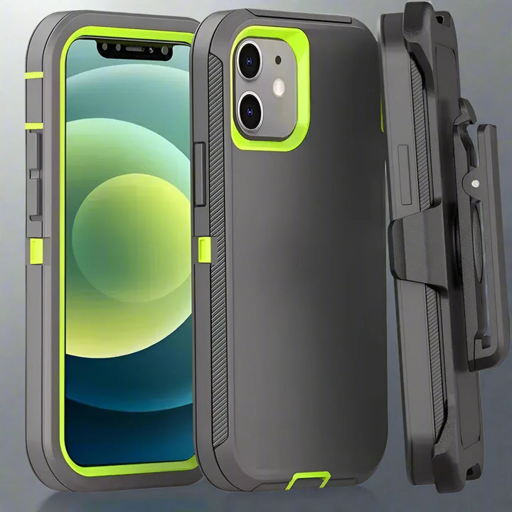 3 in 1 Heavy Duty Defender Armor Case for iPhone 16 15 14 13 12 11 Pro Max XR XS Max Shockproof Rugged Case with Back Belt Clip Avontic