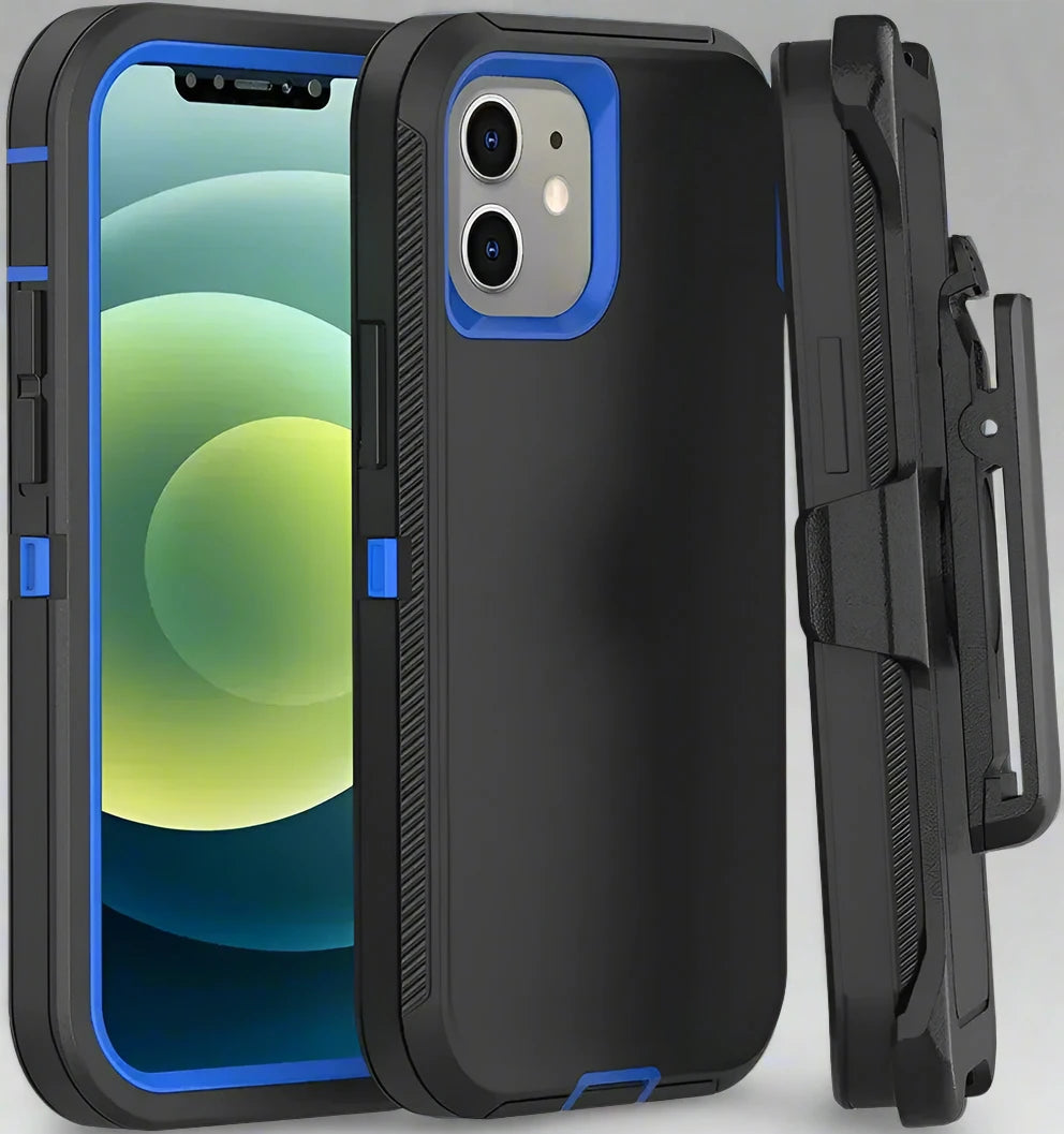3-in-1 Heavy Duty Defender Armor Case for iPhone 16, 16 Pro Max & Previous Models – Shockproof Rugged Case with Kickstand, Belt Clip, Wireless Charging, and Dual Layer Protection