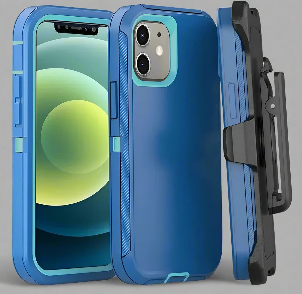 3-in-1 Heavy Duty Defender Armor Case for iPhone 16, 16 Pro Max & Previous Models – Shockproof Rugged Case with Kickstand, Belt Clip, Wireless Charging, and Dual Layer Protection