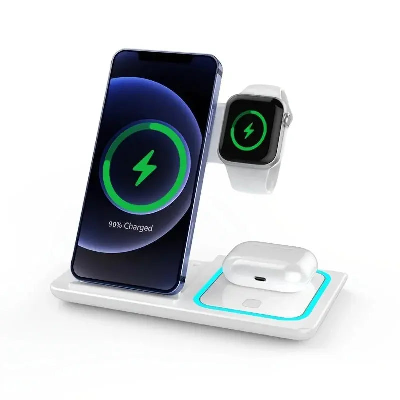 30W LED Fast Wireless Charger 3 in 1 Foldable Charging Station For iPhone 16 15 14 13 12 11 Apple Watch 9 8 7 6 5 Airpods Pro/3 Avontic